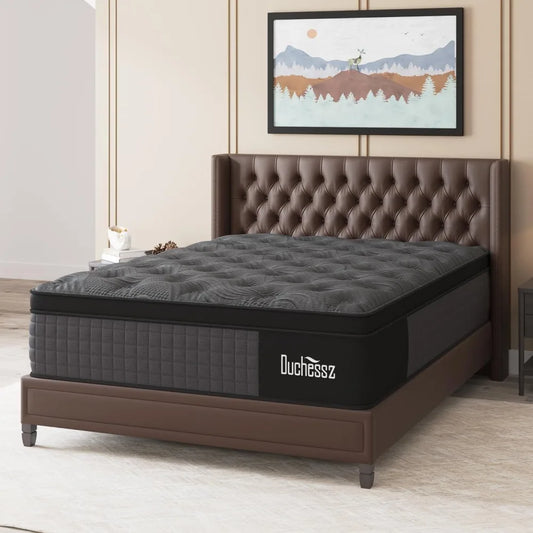 Queen 12 Inch Hybrid Mattress Black Gel Memory Foam