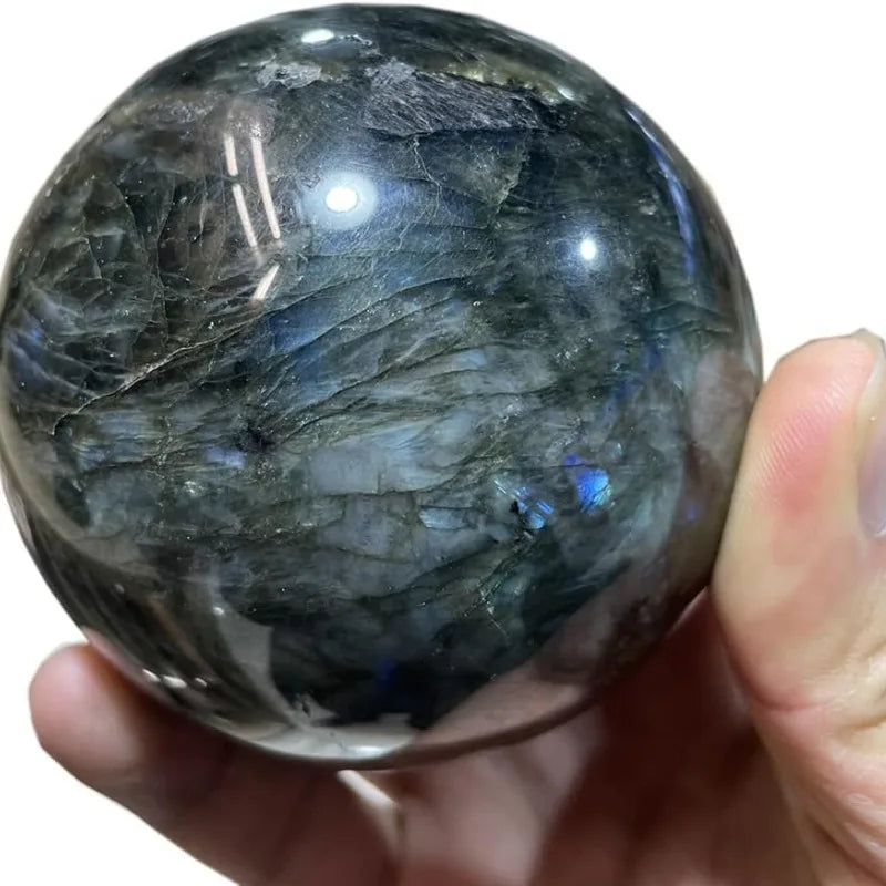 Natural Orange Moonstone Crystal Ball Polished Decorative Sphere with Wood Stand Healing Crystals