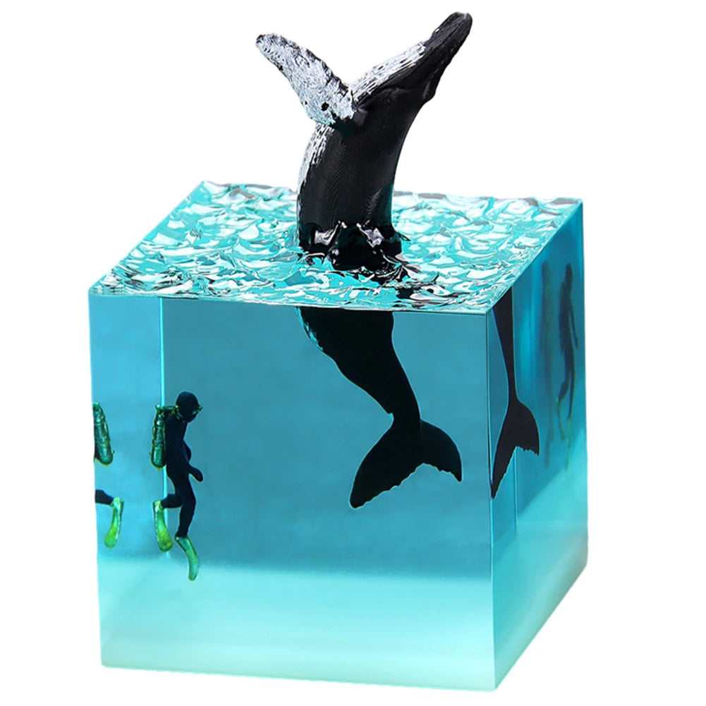 Marine Whale Cube Ornament With Light Ocean Decoration For Desktop Bookshelf