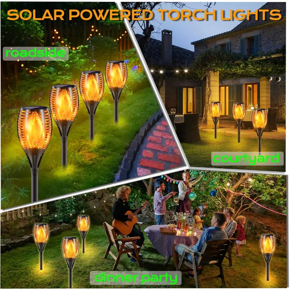 43 Inch Flickering Flame Solar Torch Lights Waterproof