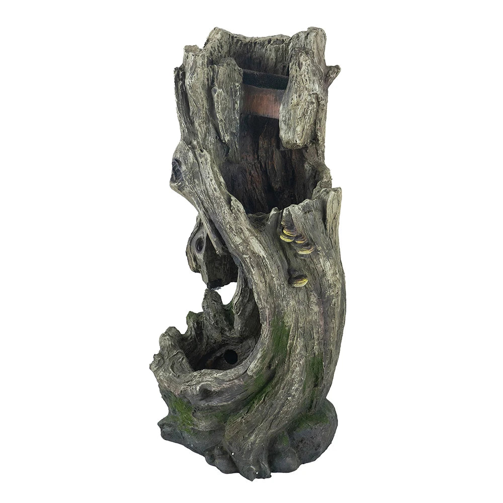 Tree Trunk Fountain Indoor Outdoor Polyresin Rustic Light