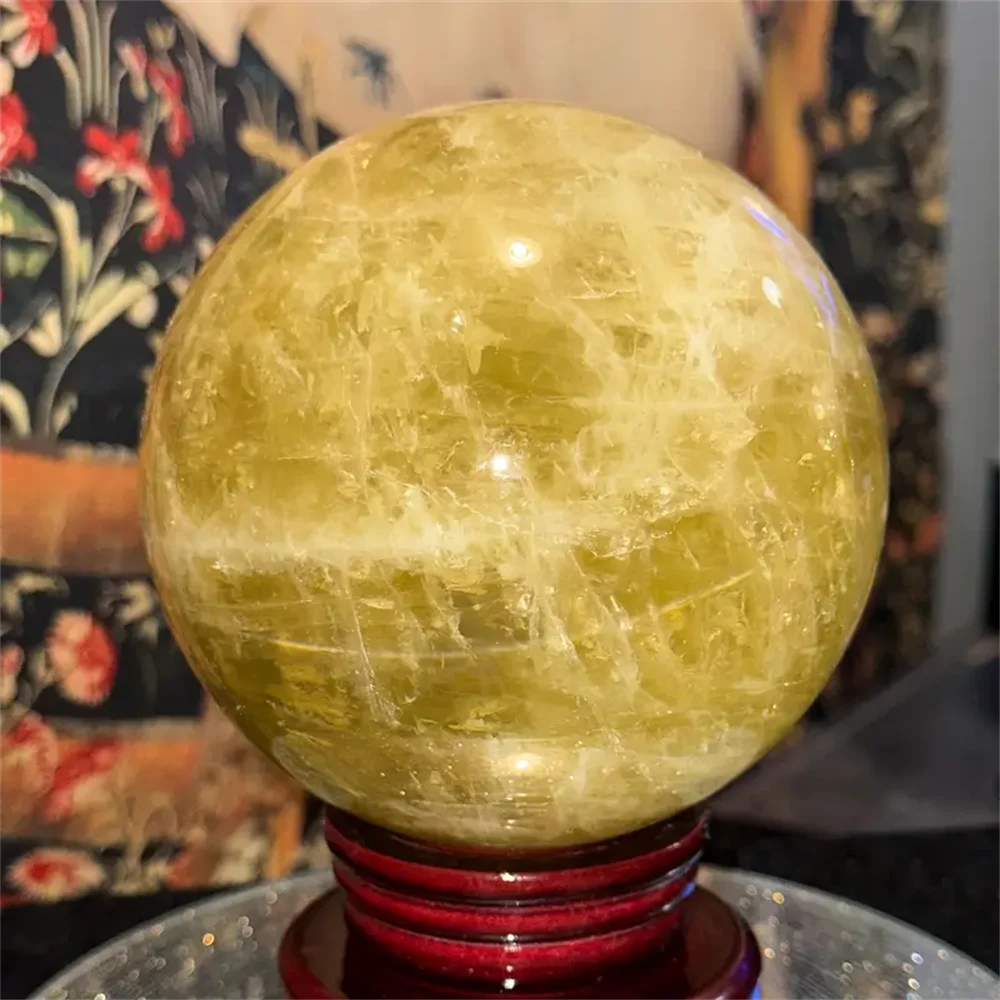 1pc AAAA+ grade natural lemon crystal ball, with golden shimmering silver content - the ideal crystal handicraft for crystal