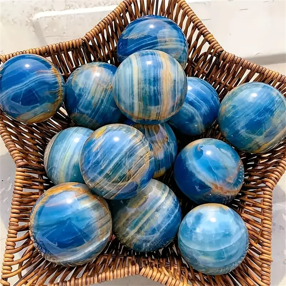1pc Stunning Natural Blue Onyx Sphere Blue Lace Onyx Ball for Home and Office Decor Unique High End Gift