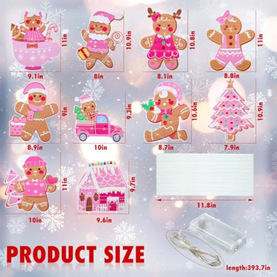 10 Pink Gingerbread Man Yard Signs With Stakes Light Up Outdoor Christmas Decor