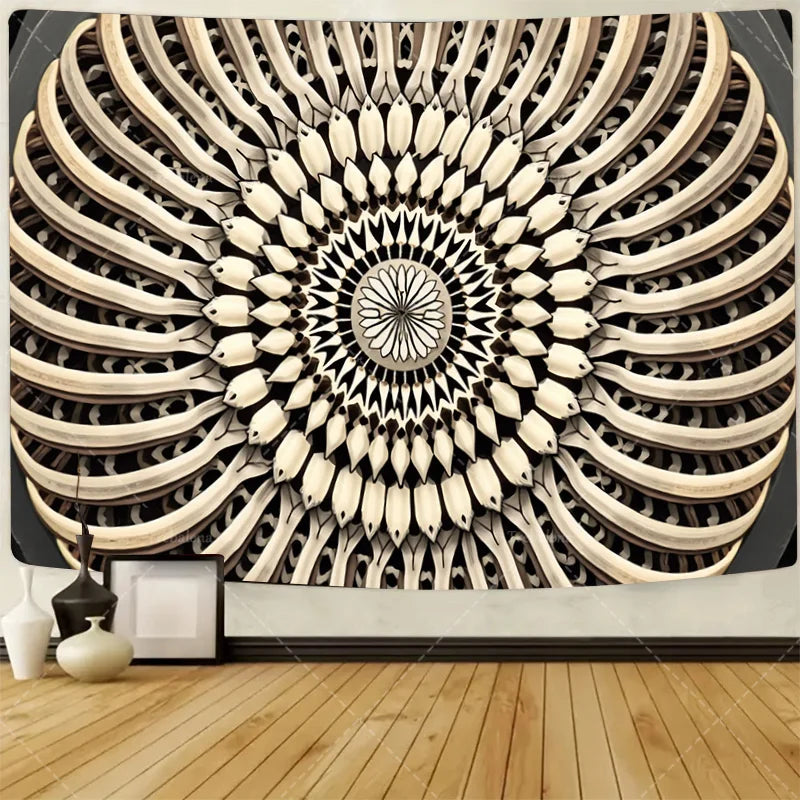 Elegant Angel Wings Wall Tapestry Boho Sunburst Design