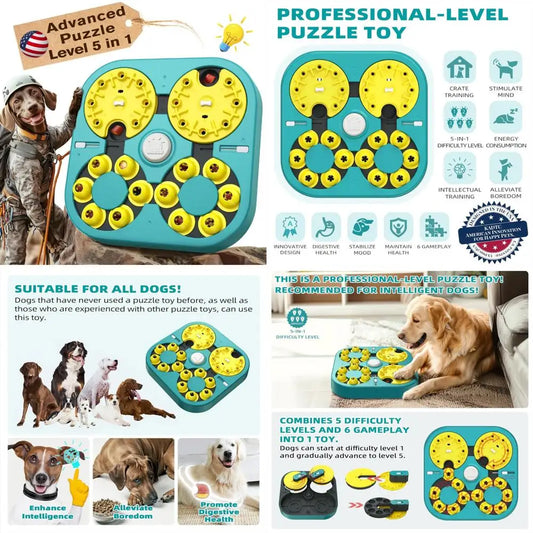Advanced Dog Puzzle Toy With 5 Levels And 6 Ways Play For Small To Medium Dogs