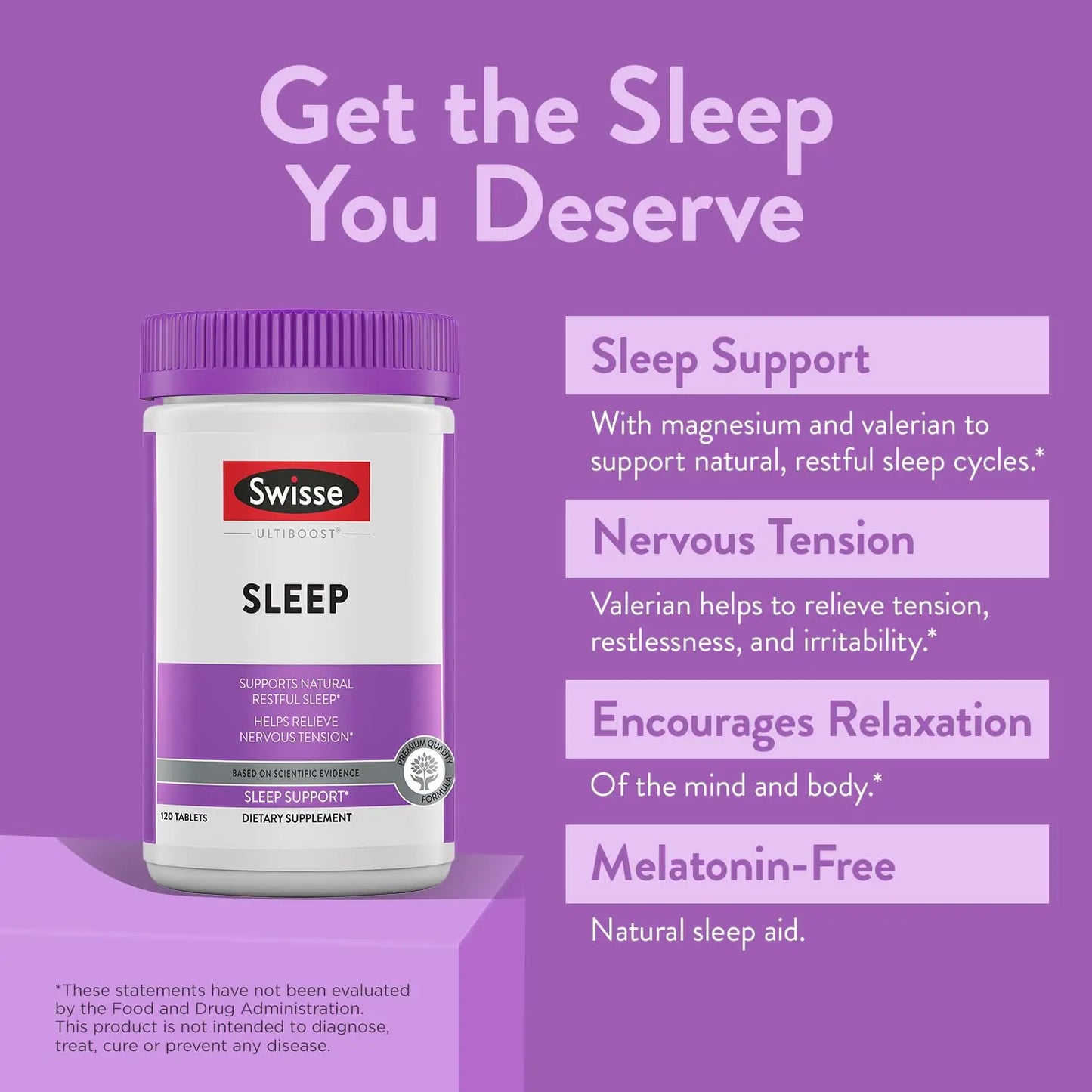 Swisse Sleep Valerian Root Capsules Valerian Root Extract Magnesium Licorice Hops Herbal Sleep Supplement 120 Tablets