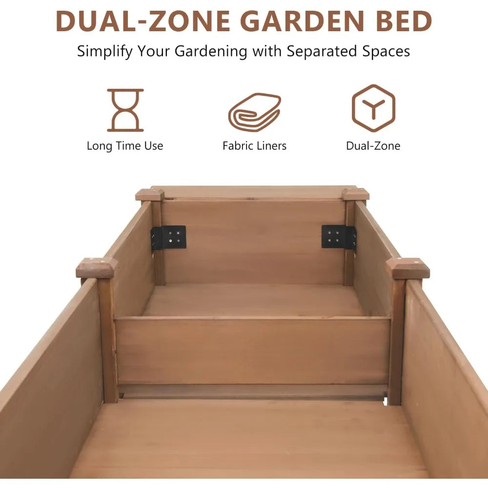 Raised Garden Bed with Legs Outdoor Elevated Garden Box with Storage Shelf and Protective Liner for Backyard Patio Balcony 80x23x30 Inches