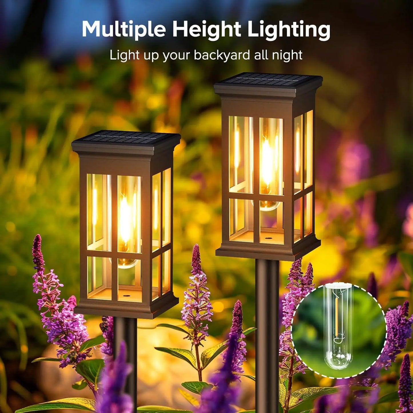 2 6 8 Pack Solar Pathway Lights For Outdoor Patio Walkway