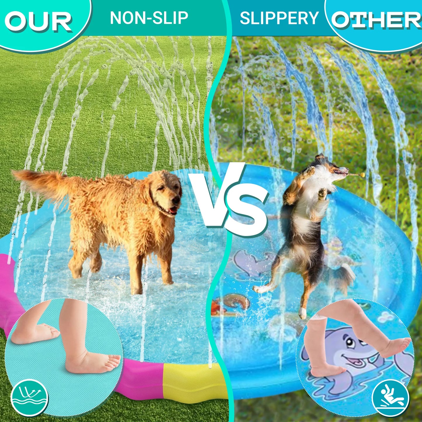 Splash Pad for Dogs Non Slip Outdoor Water Toys Sprinkler