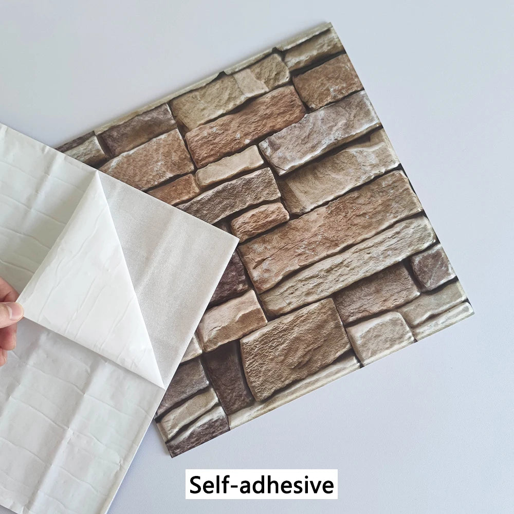 20 Pack Stone Pattern Vinyl Wall Stickers Square 11.81 Inch Fireplace Decor