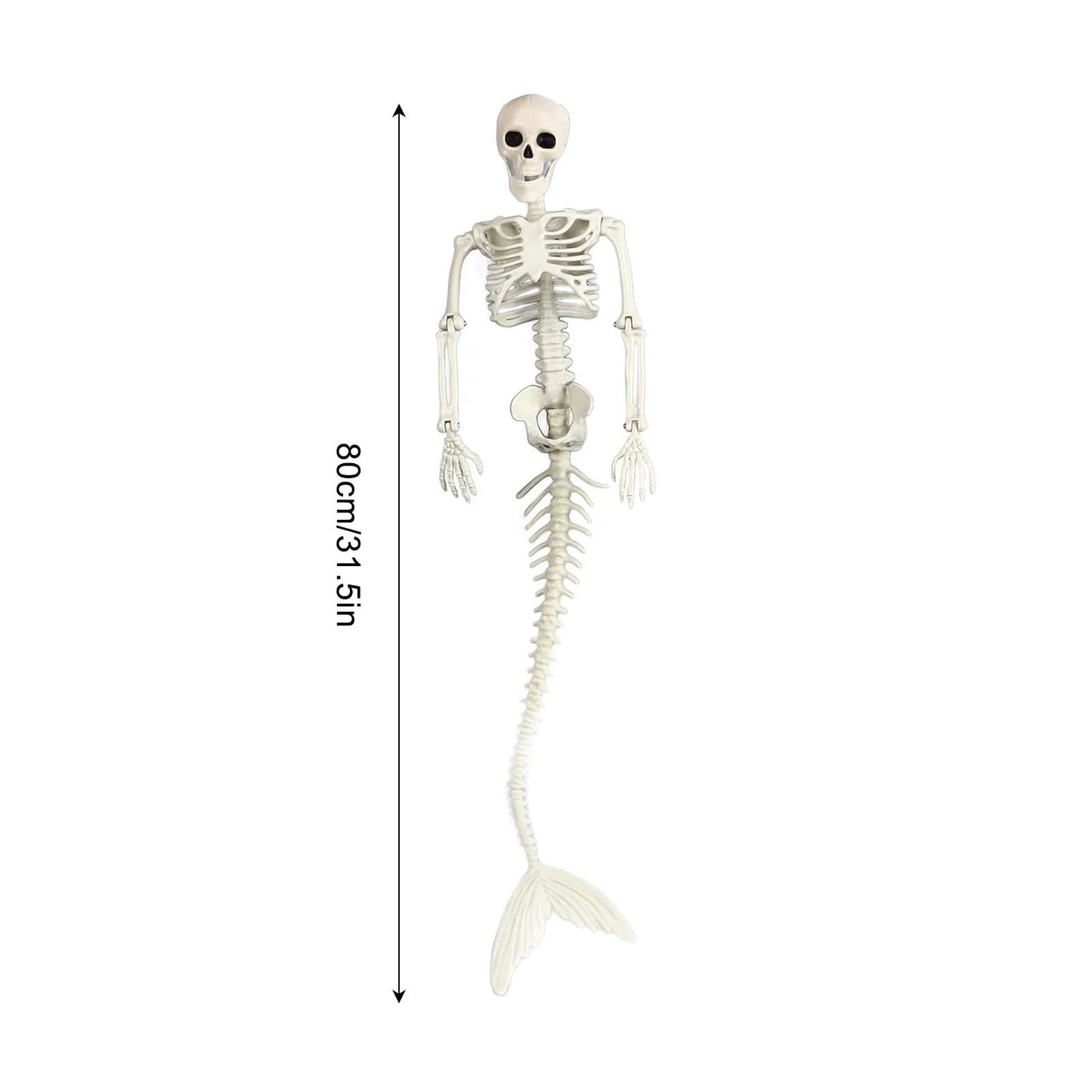 Life Size Skeleton Mermaid Halloween Outdoor Decorations Movable Posable Joints Realistic Skeleton Mermaid Props Costume Party