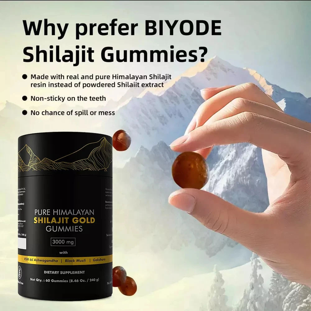 Pure Himalayan Shilajit Gummies 3000Mg Gold Grade Ashwagandha
