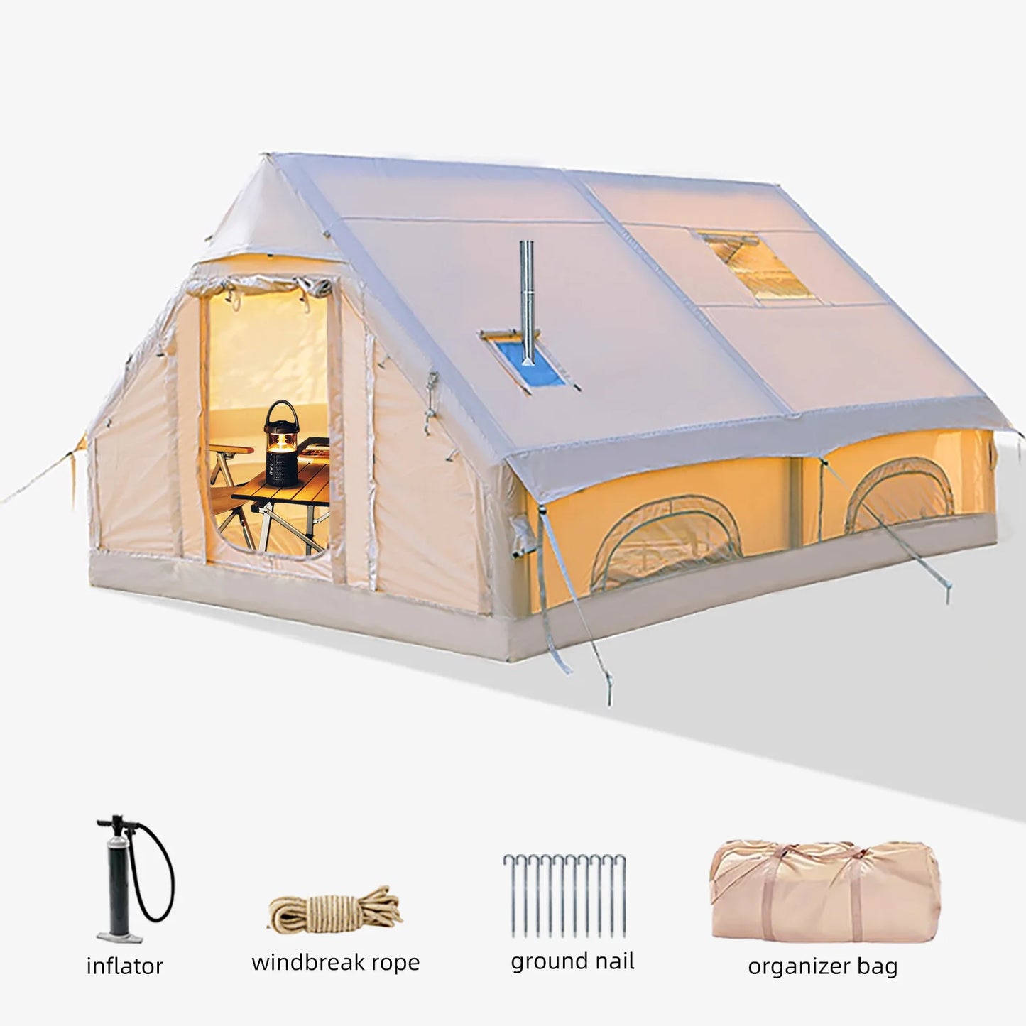 4 Season Inflatable Tent For Camping With Hand Pump Portable Glamping Tent