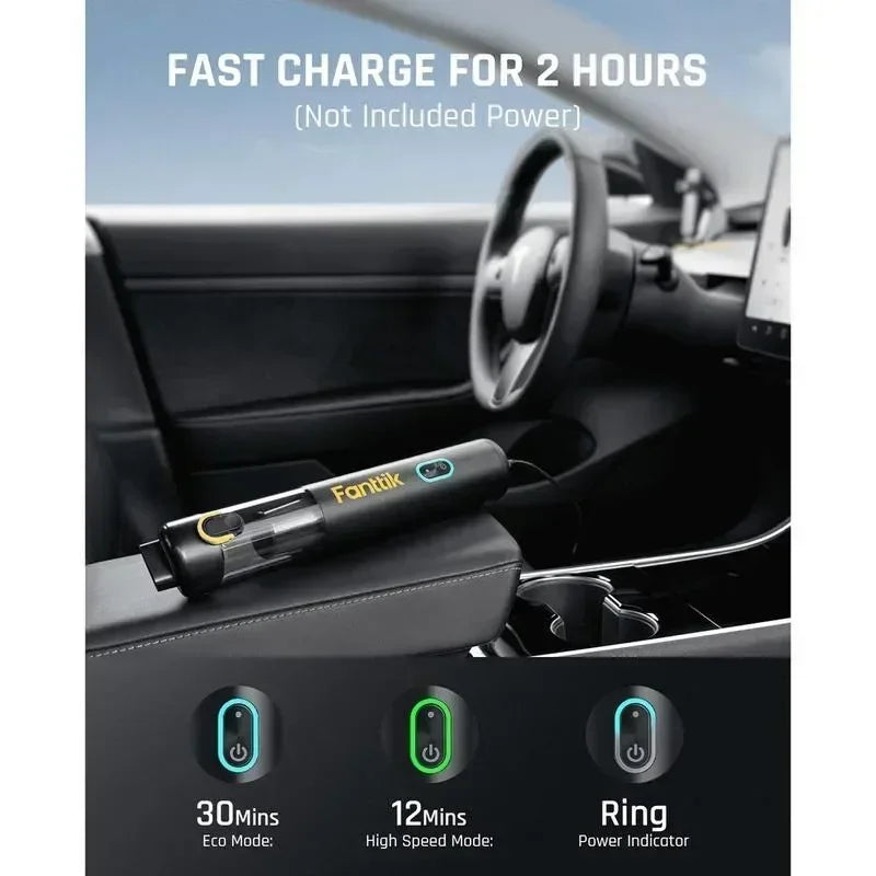 Fanttik Slim V8 Mate V8 Apex Portable Cordless Car Vacuum 12000Pa 30AW RobustClean Mini Vacuum with Flexible Hose and Pet Brush