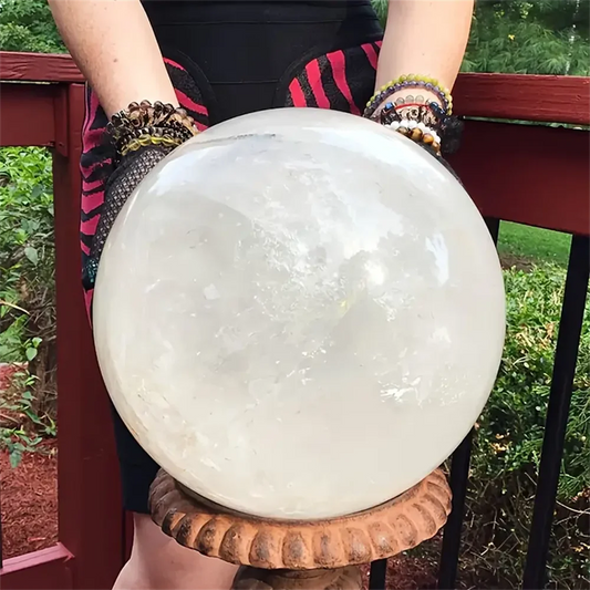 Delicate White Calcite Crystal Ball Healing Gemstone Gift