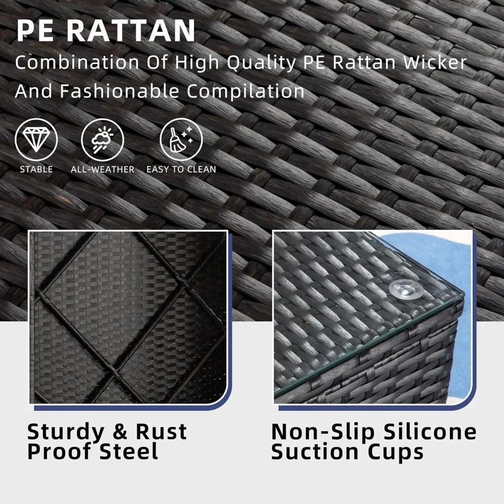 5 Piece Patio Furniture Set All Weather Brown PE Wicker Outdoor Couch Sectional