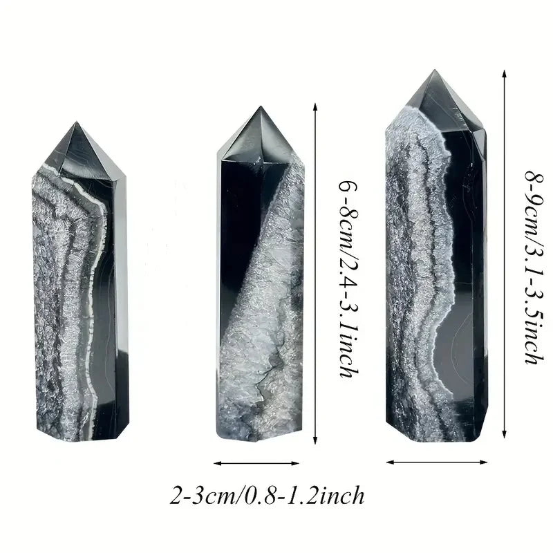 Natural Black Agate Crystal Tower for Home Decor and Gifts