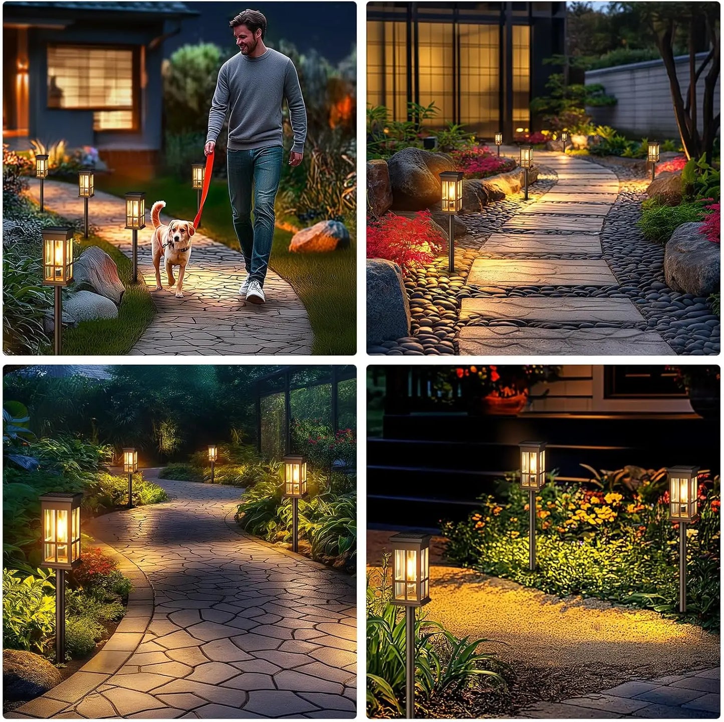 2 6 8 Pack Solar Pathway Lights For Outdoor Patio Walkway