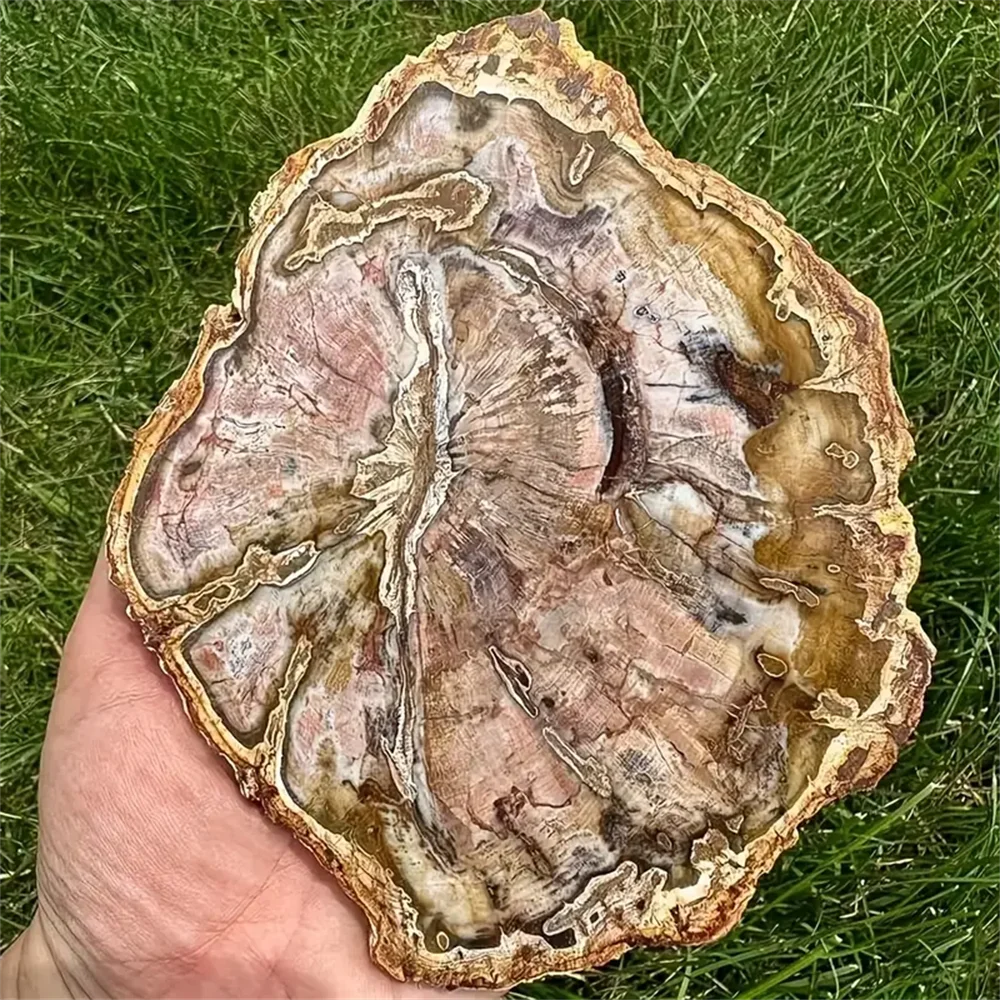 1pc Large stone wood crystal panels - With intricate wood grain and mineral patterns, featuring natural stone decoration,