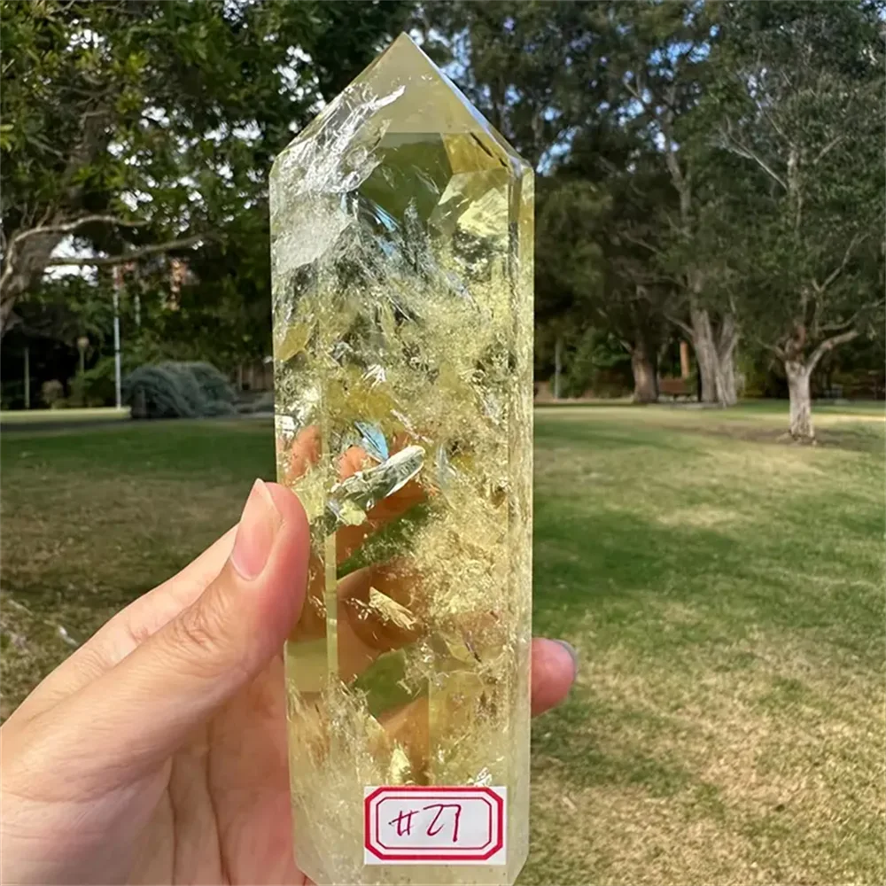 1pc Natural Crystal Yellow Quartz Column Yellow Quartz Rod Beautiful Home Decoration Pyramid