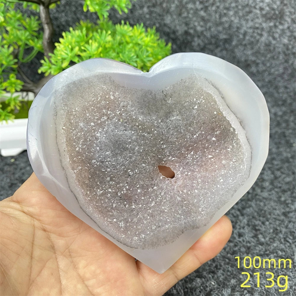 Natural Blue Agate Geode Heart Shaped Agate Reiki Healing Spiritual Meditation Home Decor Birthday Gift