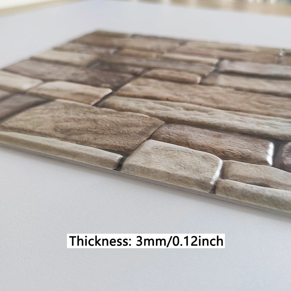 20 Pack Stone Pattern Vinyl Wall Stickers Square 11.81 Inch Fireplace Decor