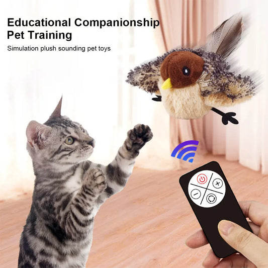 Interactive Cat Toys Flapping Bird Toy Flying Wings Sparrow Catnip Plush Interactive Toy
