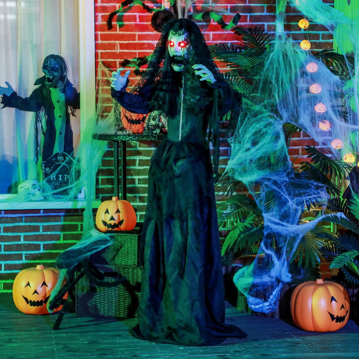 Homcom Halloween Zombie Bride Animatronic Light Up Eyes