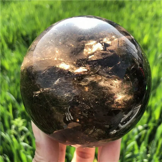 1pc Hand Polished Tea Quartz Crystal Ball Natural Stone Sphere with Earthy Tones and Unique Inclusions