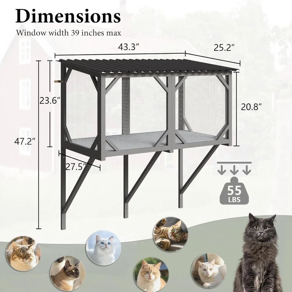 Cat Window Box Catio Outdoor Enclosure with Window Perch