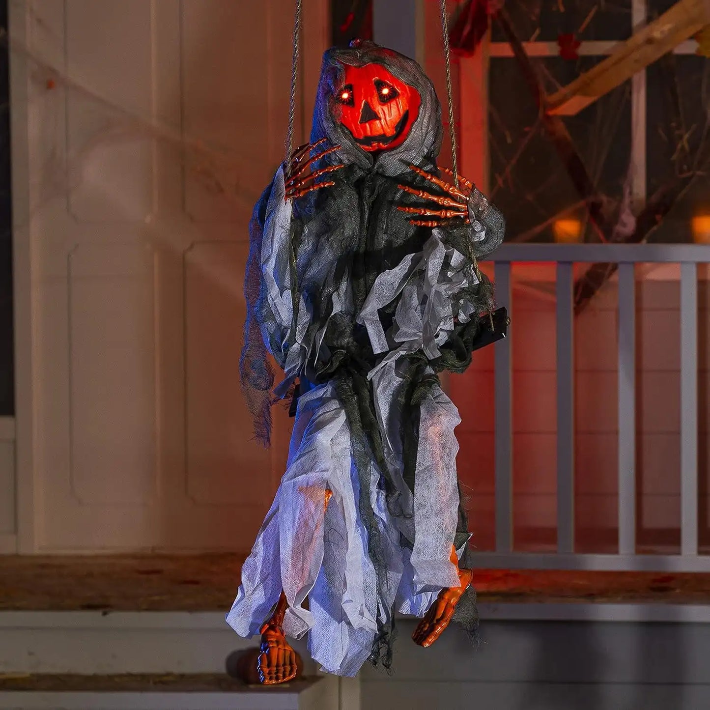 Joyfy Halloween Hanging Ghosts Light Up Witch And Pumpkin