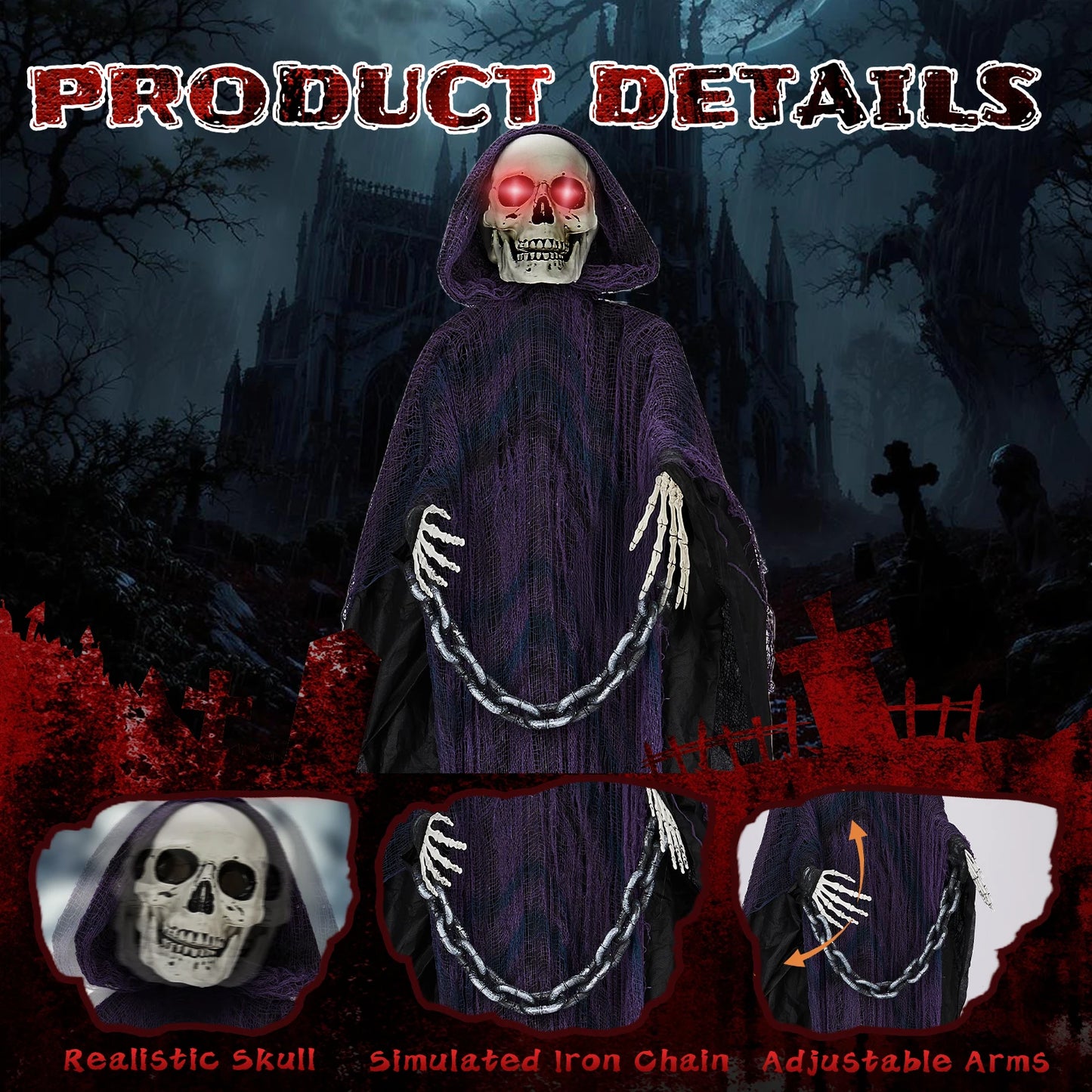 Life Size Grim Reaper Animatronic Outdoor Halloween Decor