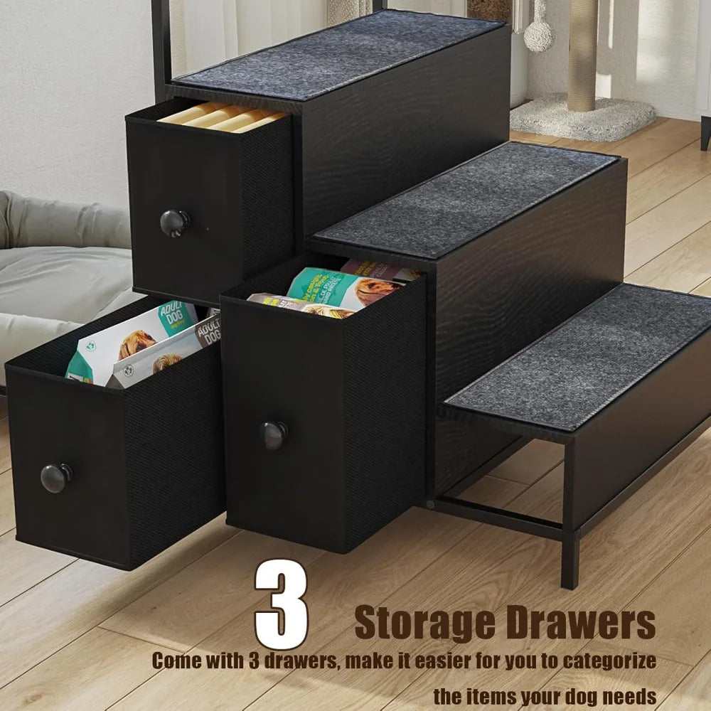 Pet Bunk Bed With Stairs And Storage Window Perch With Foam