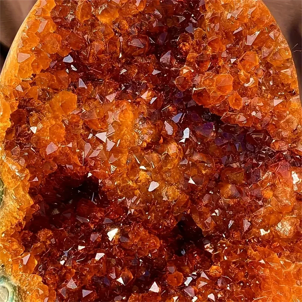 1PC Rare Orange Colorful Crystal Geode Rocks Cluster Quartz Stone Mineral Crystal Rock Ornament