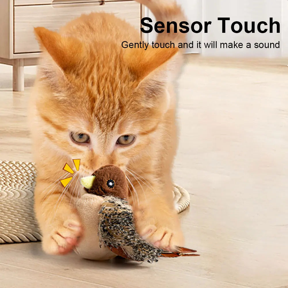 Interactive Cat Toys Flapping Bird Toy Flying Wings Sparrow Catnip Plush Interactive Toy