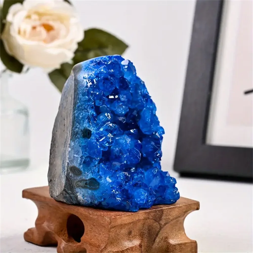 CrystalHola Premium Blue Quartz Cluster With Display Base