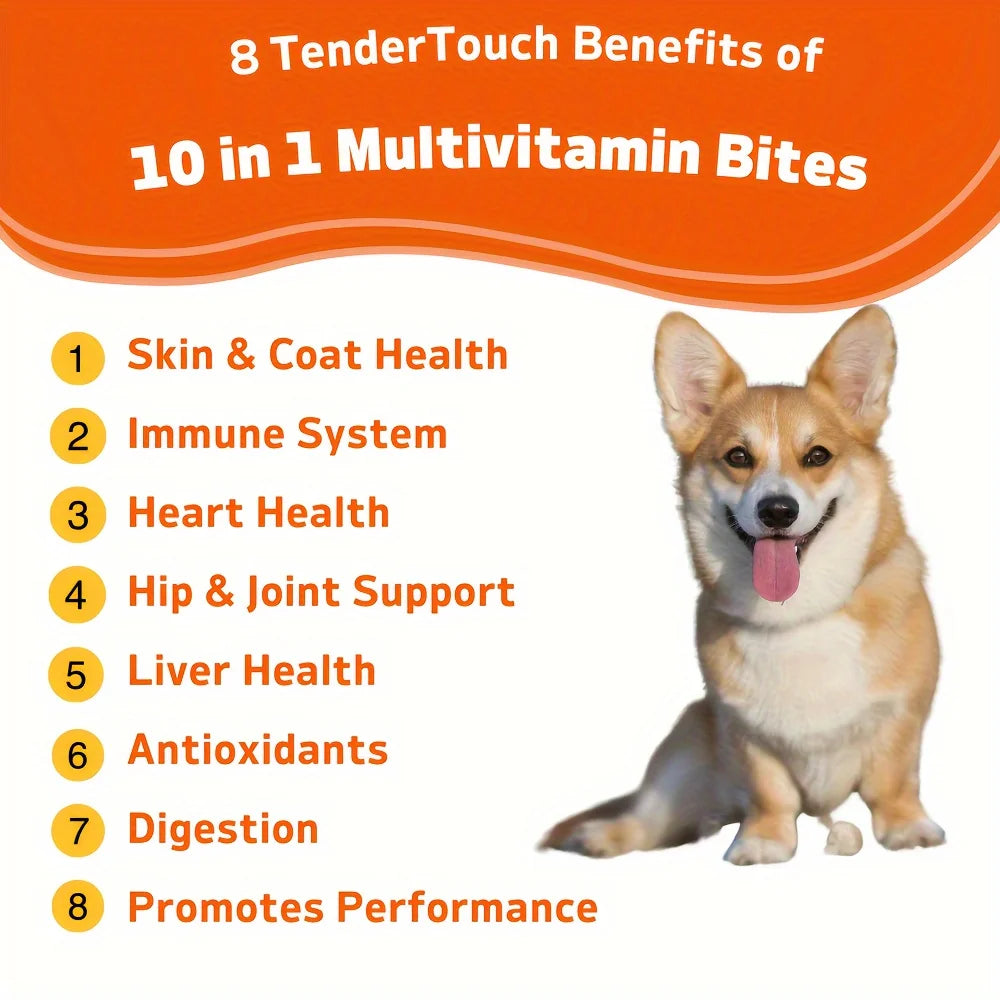 360 Chews TenderTouch Multivitamin Dog Supplement 3 Pack 540g Grain Free with Digestive Enzymes