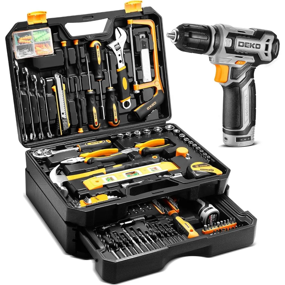 Home Mechanic Tool Kit 12V Cordless Drill Set Organizer