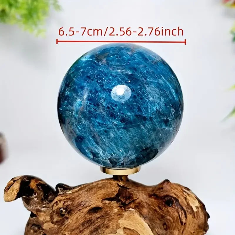 Blue Apatite Crystal Sphere Grade A Hand Carved Polished