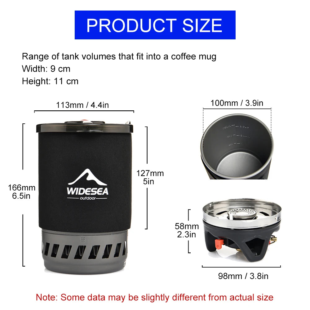 Widesea Camping Cooking System With Heat Exchanger Outdoor Gas Stove Coffee Pot