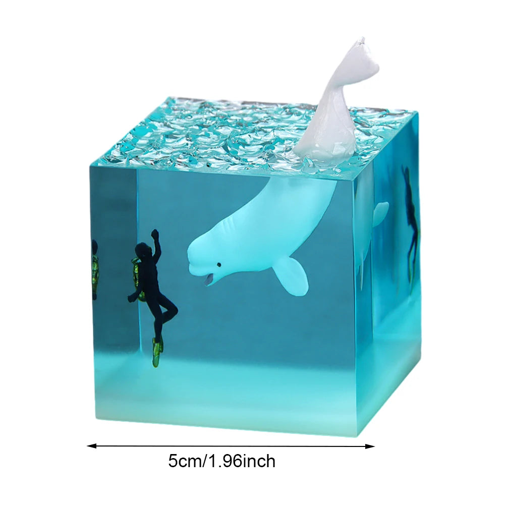 Marine Whale Cube Ornament With Light Ocean Decoration For Desktop Bookshelf
