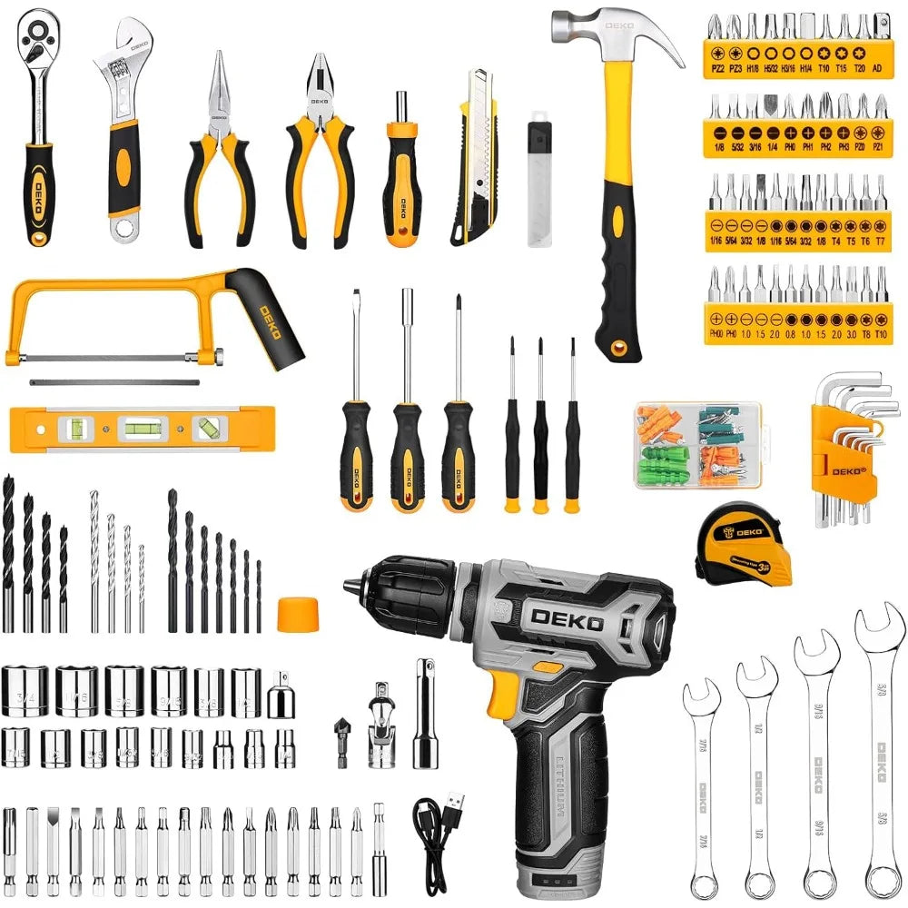 Home Mechanic Tool Kit 12V Cordless Drill Set Organizer